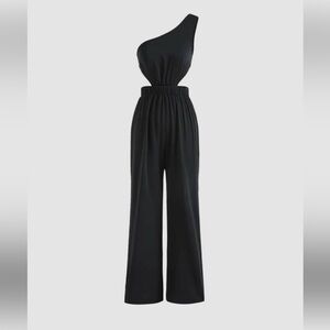 Cider one-shoulder asymmetrical cutout jumpsuit